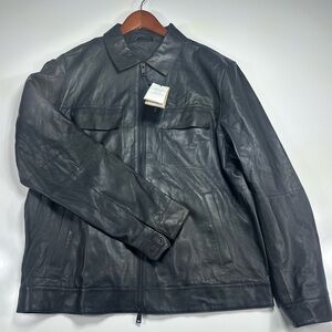 Massimo Dutti Genuine Black Leather Jacket – XL Tailored Euro Style